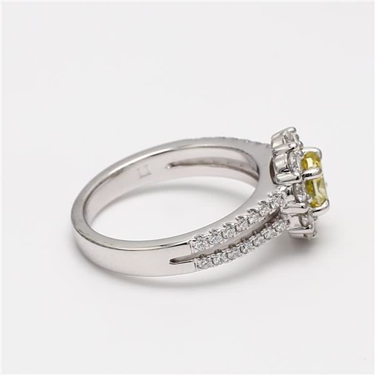GIA Certified Natural Yellow Oval and White Diamond 1.62 Carat TW Platinum Ring
