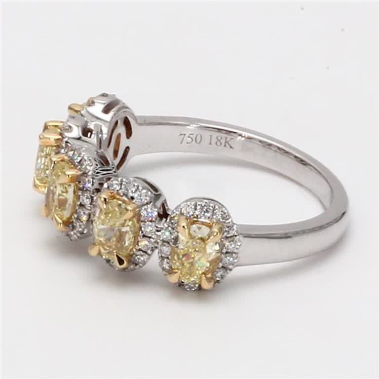 Natural Yellow Oval and White Diamond 1.48 Carat TW Gold Wedding Band