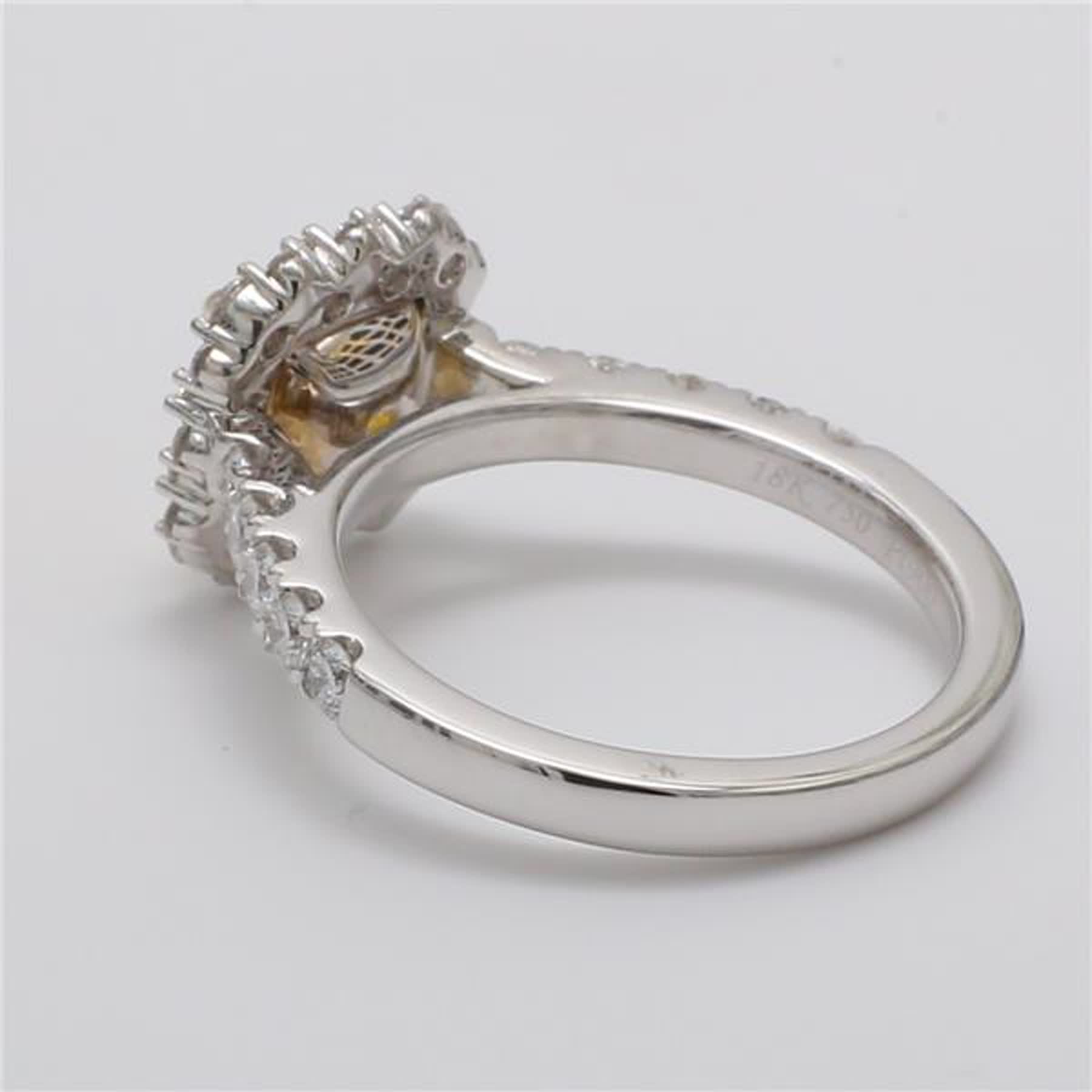 GIA Certified Natural Yellow Cushion and White Diamond 2.11 Carat TW Plat Ring