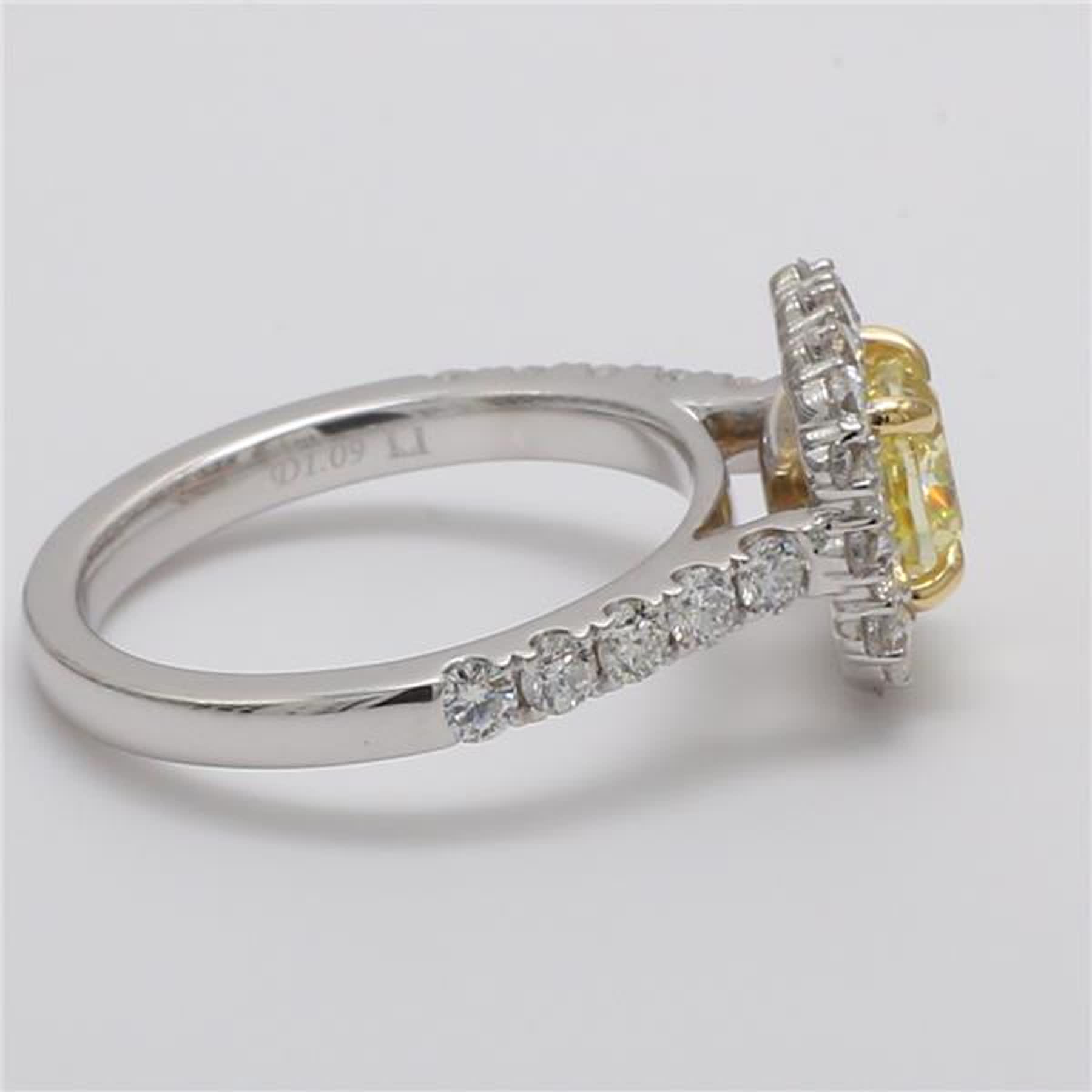GIA Certified Natural Yellow Cushion and White Diamond 2.11 Carat TW Plat Ring