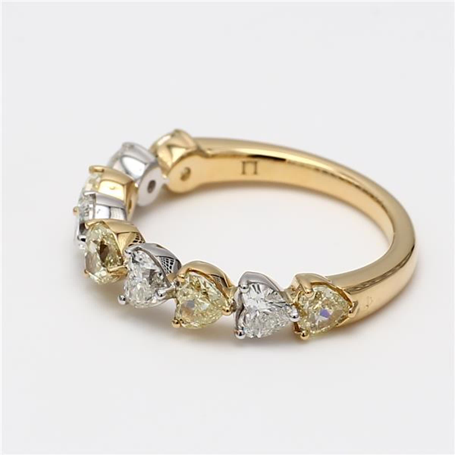 Natural Yellow Heart and White Diamond 2.10 Carat TW Gold Wedding Band