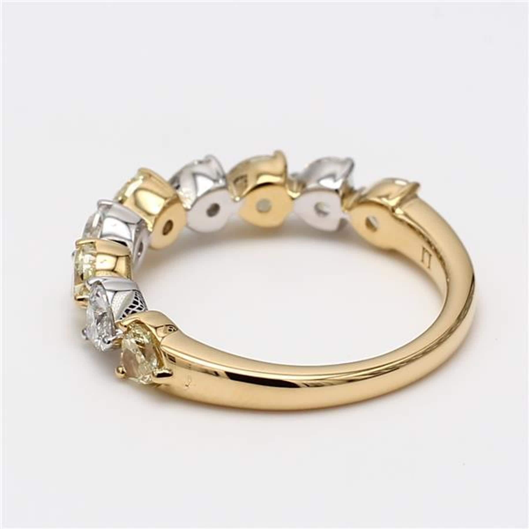 Natural Yellow Heart and White Diamond 2.10 Carat TW Gold Wedding Band