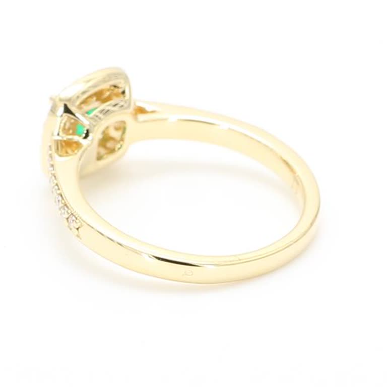 Natural Emerald Cut Emerald and White Diamond .66 Carat TW Yellow Gold Ring