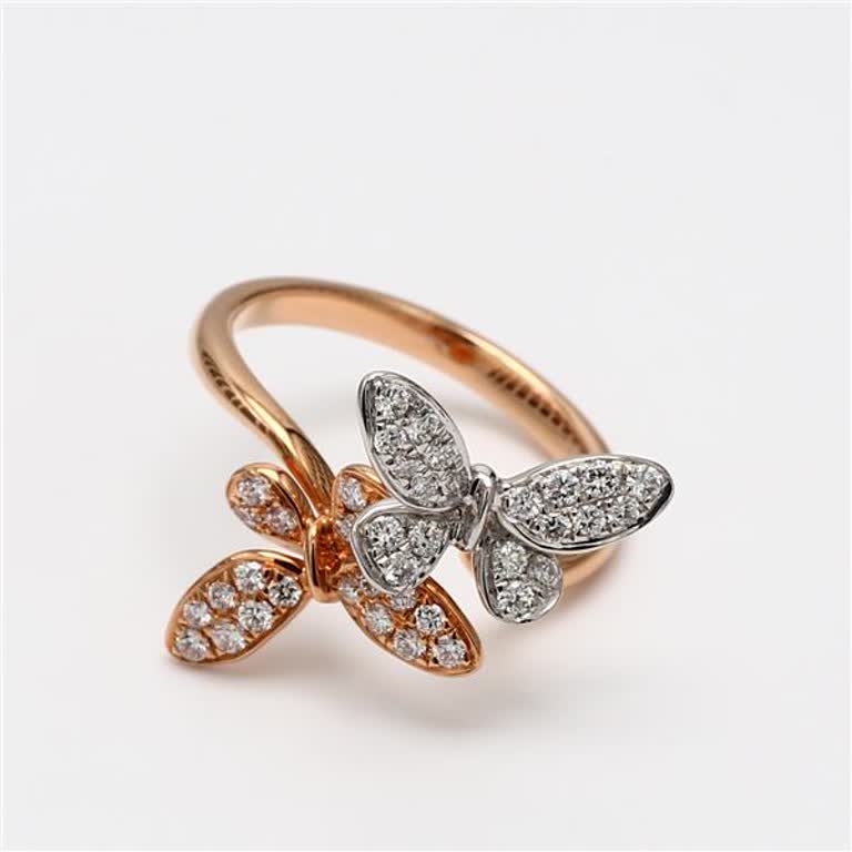 Natural White Round Diamond .50 Carat TW Rose Gold Butterfly Band